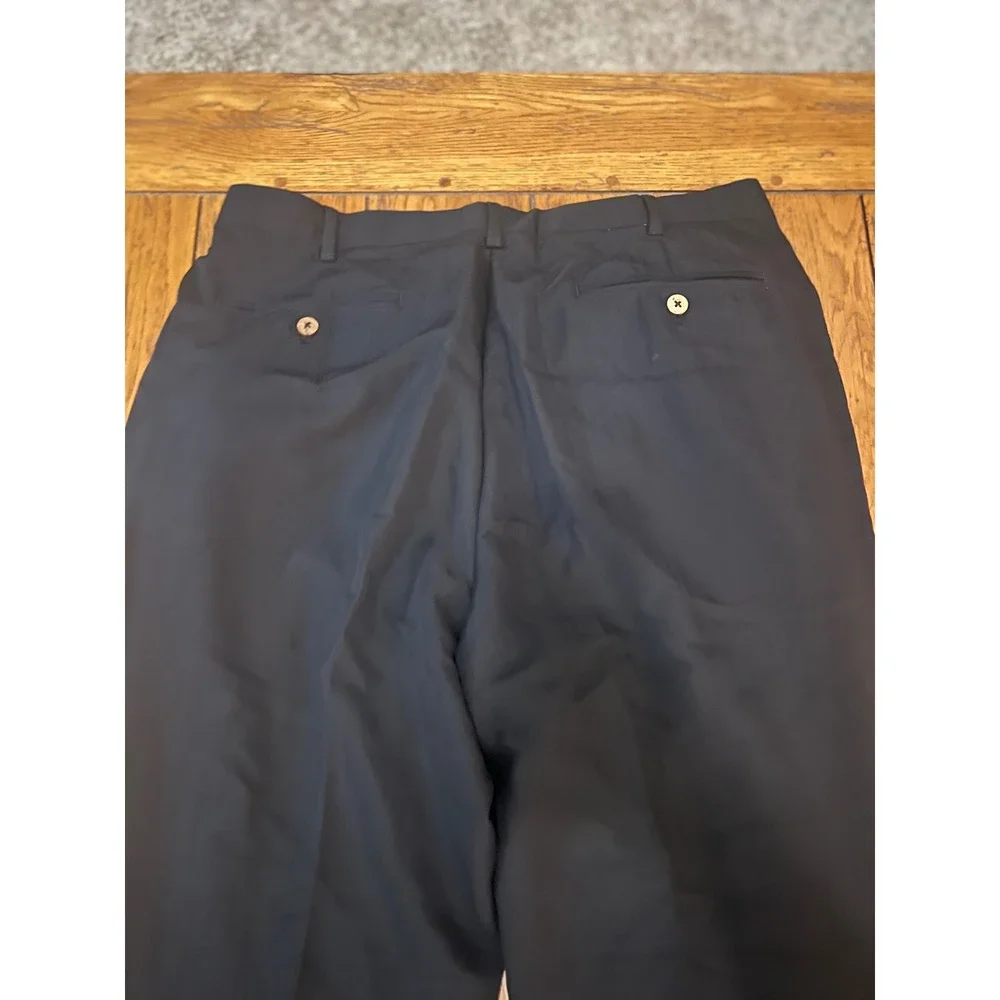 Geoffrey Beene Mens Black Double Pleated Cuffed Dress Pants Trousers 38x30